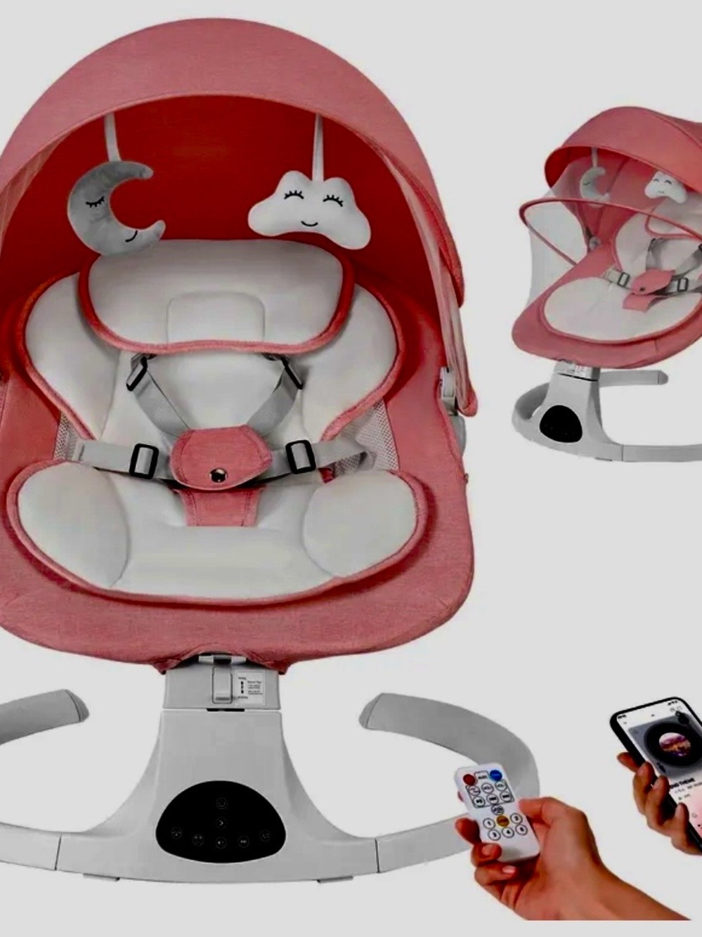 Pink Infant Electric Rocker with Canopy and Remote